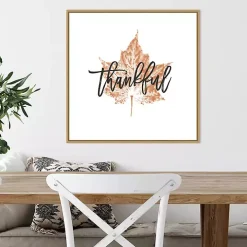 Thankful Leaf Stamp Framed Canvas Art Print