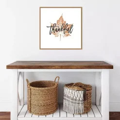 Thankful Leaf Stamp Framed Canvas Art Print