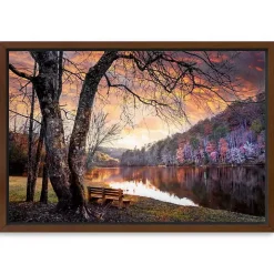 The Quiet of Sunset Walnut Framed Canvas Art Print