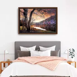 The Quiet of Sunset Walnut Framed Canvas Art Print