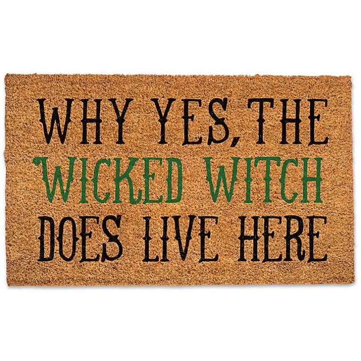 The Wicked Witch Lives Here Halloween Doormat