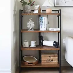 4-Tier Black Metal Frame Shelf