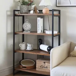 4-Tier Black Metal Frame Shelf