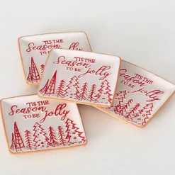 Tis the Season Christmas Snack Plates, Set of 4