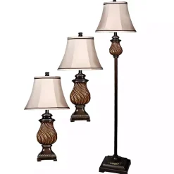Toffee Twist Floor and Table Lamps, Set of 3
