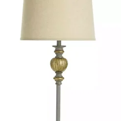 Traditional Gray and Aged Gold Floor Lamp