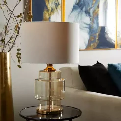 Translucent Orange Glass White Shade Table Lamp