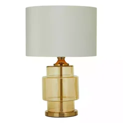 Translucent Orange Glass White Shade Table Lamp