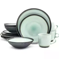 Turquoise and Black Ceramic 16-pc. Dinnerware Set