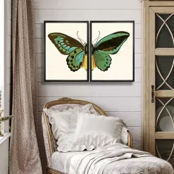Turquoise Butterfly Framed Art Prints, Set of 2