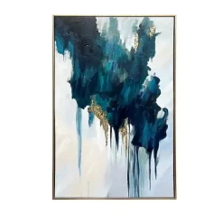 Turquoise Glimmer Framed Canvas Art Print