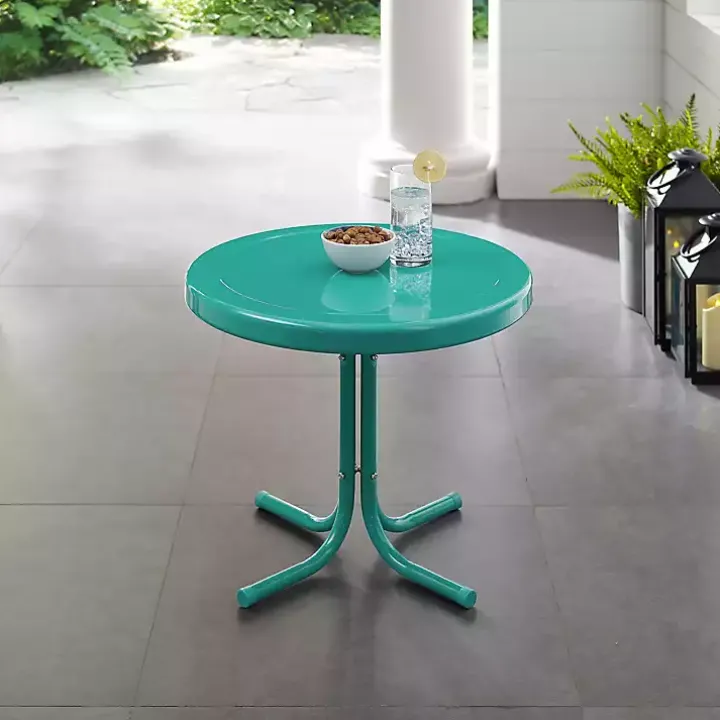Turquoise Metal Outdoor Side Table