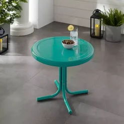 Turquoise Metal Outdoor Side Table
