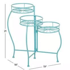 Turquoise Metal Starburst 3-Tier Plant Stand