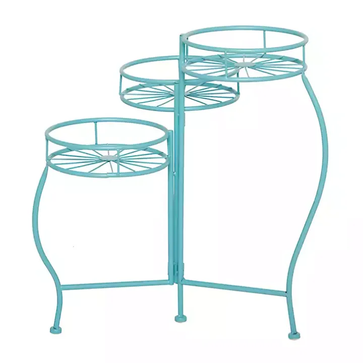 Turquoise Metal Starburst 3-Tier Plant Stand