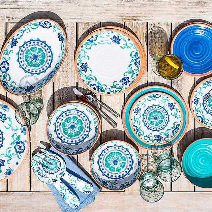 Turquoise Rio Melamine Dinner Plates, Set of 6