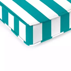 Turquoise Striped Outdoor Settee Cushion