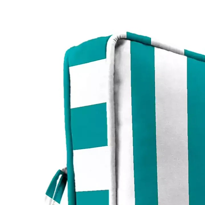 Turquoise Striped Outdoor Deep Seat Cushion