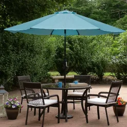 Turquoise Tilt Hand Crank Outdoor Umbrella