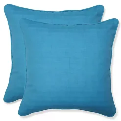 Turquoise Welt Outdoor Pillows, Set of 2
