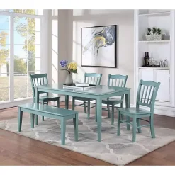 Turquoise Wood Classic Farmhouse Bench
