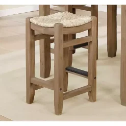 Twisted Seagrass and Wood Counter Stools, Set of 2