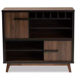 Two Tone Walnut Wood Wine Storage Cabinet