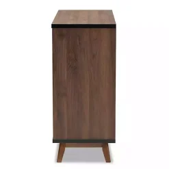 Two Tone Walnut Wood Wine Storage Cabinet