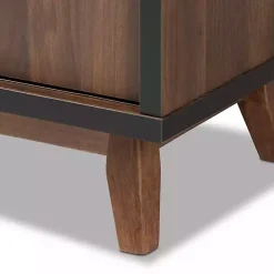 Two Tone Walnut Wood Wine Storage Cabinet