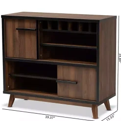 Two Tone Walnut Wood Wine Storage Cabinet
