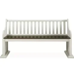Two-Tone Dark Oak and Ivory High Back Wooden Bench