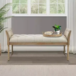 Upholstered Cane Martha Stewart Isla Bench
