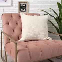 Vanilla Gauze Organic Fringe Throw Pillow