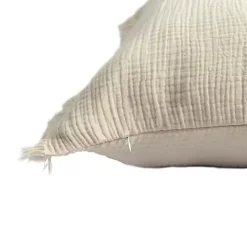 Vanilla Gauze Organic Fringe Throw Pillow