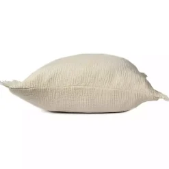 Vanilla Gauze Organic Fringe Throw Pillow