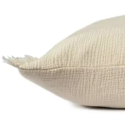 Vanilla Gauze Organic Fringe Throw Pillow
