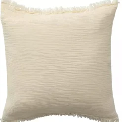 Vanilla Gauze Organic Fringe Throw Pillow