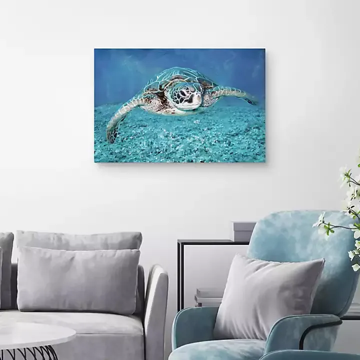 Vibrant Sea Turtle Canvas Art Print