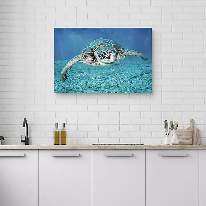 Vibrant Sea Turtle Canvas Art Print