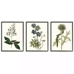 Vintage Blue Flowers Framed Art Prints, Set of 3