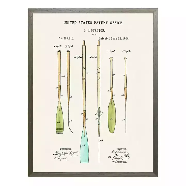 Vintage Boat Oars Patent Framed Art Print