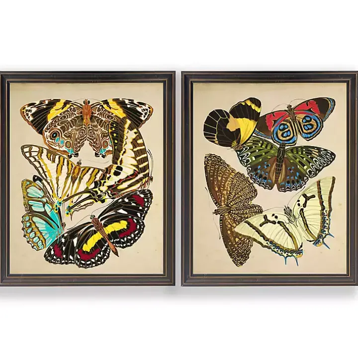Vintage Butterflies I Framed Art Prints, Set of 2