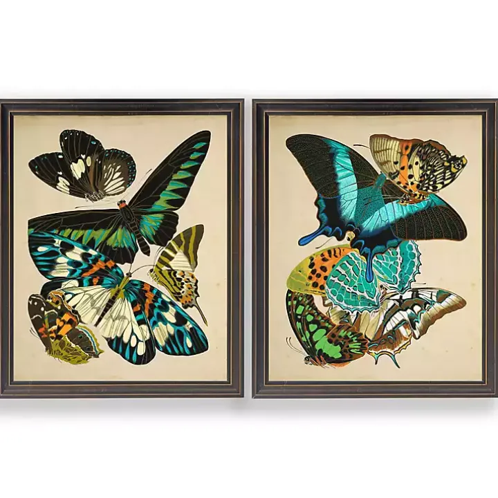 Vintage Butterflies II Framed Art Prints, Set of 2