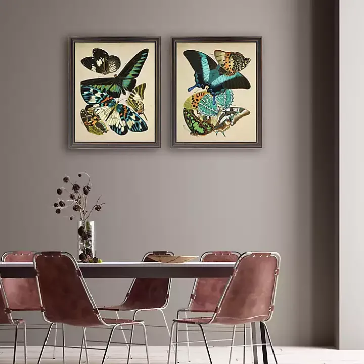 Vintage Butterflies II Framed Art Prints, Set of 2