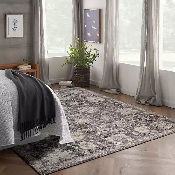 Vintage Charcoal Oushak Area Rug, 8x10