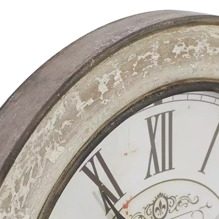 Vintage Cream Rust Round Framed Wall Clock