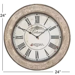 Vintage Cream Rust Round Framed Wall Clock