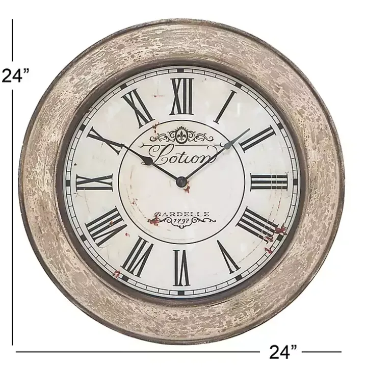 Vintage Cream Rust Round Framed Wall Clock