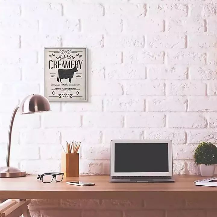 Vintage Creamery Cow Framed Wall Plaque