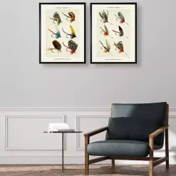 Vintage Fishing Lures Framed Art Prints, Set of 2